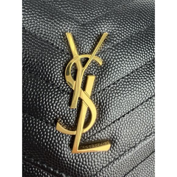 Saint Laurent Monogram Chain Wallet Bag Small Black Chevron Grained Leather - Picture 7 of 16